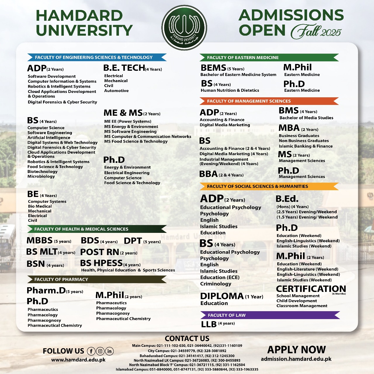 Admissions Open HU Fall 2025 Popup