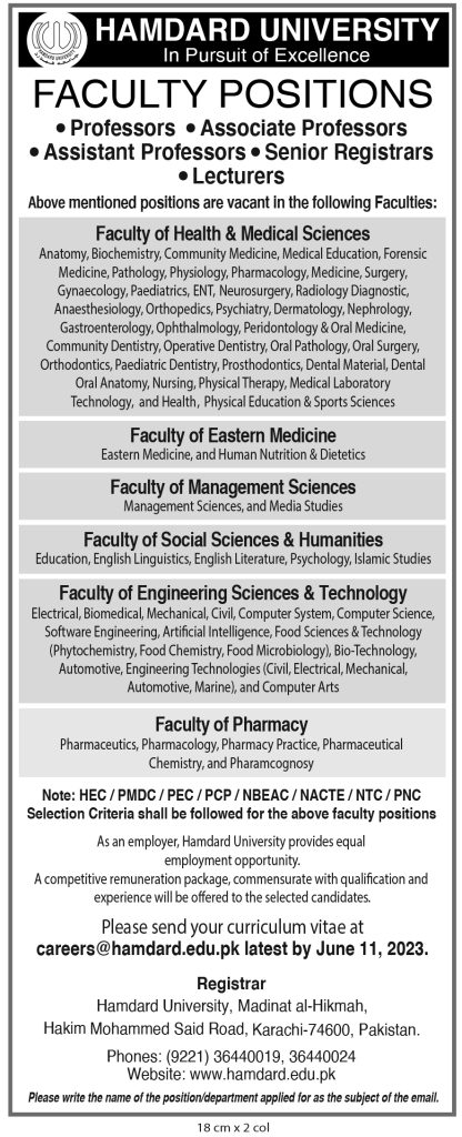 HU ad FACULTY POSITIONS (1-6-2023)15 cm x 2 col